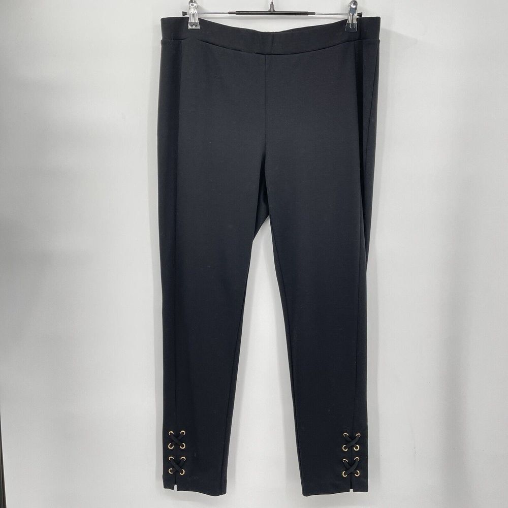 Michael Kors 14 Tapered Pants Women Black Lace Up Grommet‎ Ankle Stretch Career